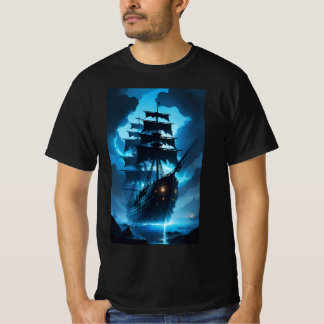 a ghost ship, a pirate ship, a foggy ship, the Fly T-Shirt