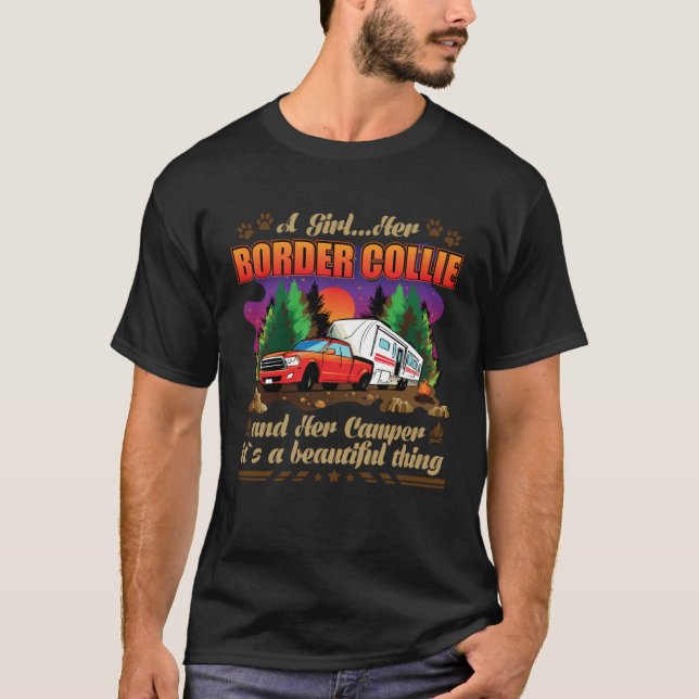 A Girl Her Border Collie and Her Camper Dog T-Shirt (Vorderseite)