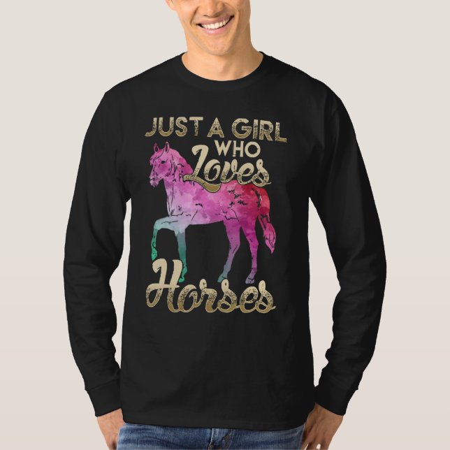 A Girl Who Loves Horses Floral Horse T-Shirt (Vorderseite)