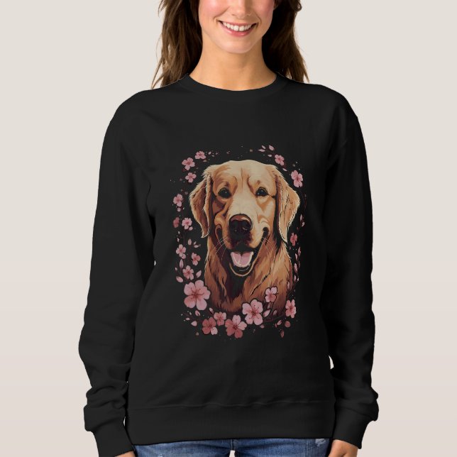 A Golden Retriever surrounded with Cherry Blossom Sweatshirt (Vorderseite)