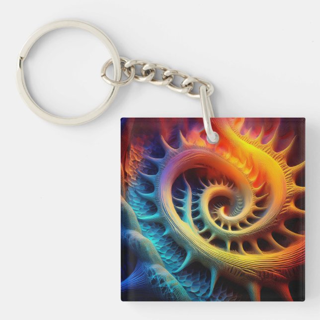 A Golden Spiked mandelbrot Set Fractal Schlüsselanhänger (Vorderseite)