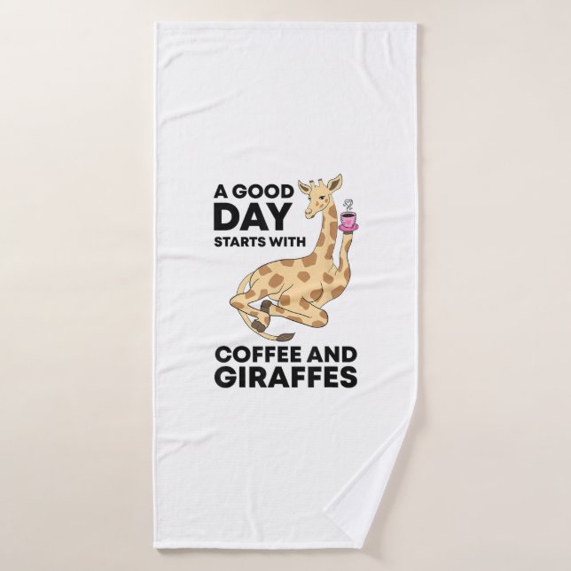 A Good Day Starts With Coffee & Giraffe Gift Funny Badehandtuch (Badehandtuch)
