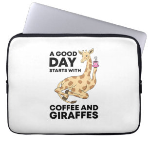 A Good Day Starts With Coffee & Giraffe Gift Funny Laptopschutzhülle