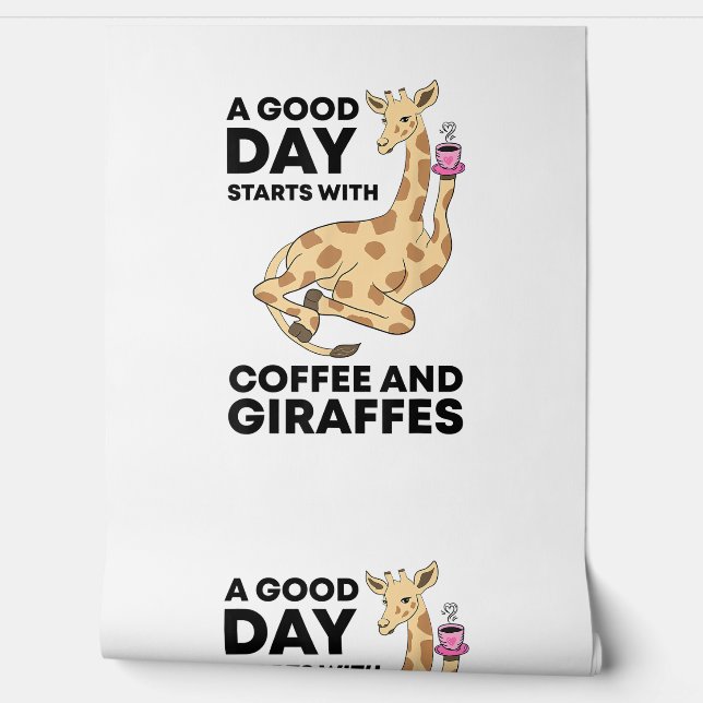 A Good Day Starts With Coffee & Giraffe Gift Funny Tapete (Abrollen)
