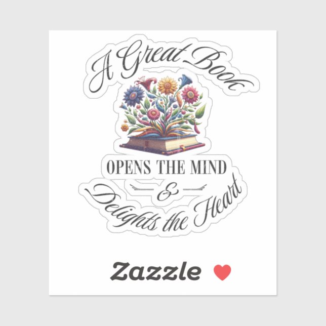 A Great Book Delights Floral  Aufkleber (Blatt)