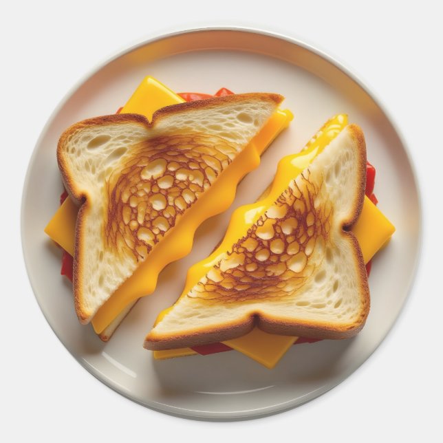 A Grilled Cheese Sandwich on a Plate Runder Aufkleber (Vorderseite)