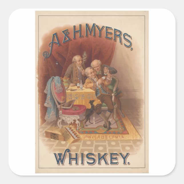 A & H. Meyers - Vintager Whiskey Quadratischer Aufkleber (Vorderseite)