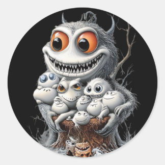 A Halloween sticker. Monsters are waiting for you! Runder Aufkleber