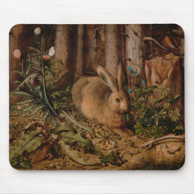 A Hare in the Forest (von Hans Hoffmann) Mousepad (Vorne)