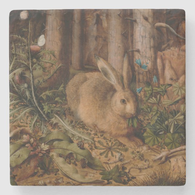 A Hare in the Forest (von Hans Hoffmann) Steinuntersetzer (Vorderseite)