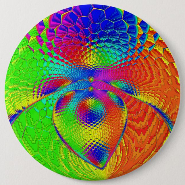 a heart with a psychedelic and colorful style button (Vorderseite)