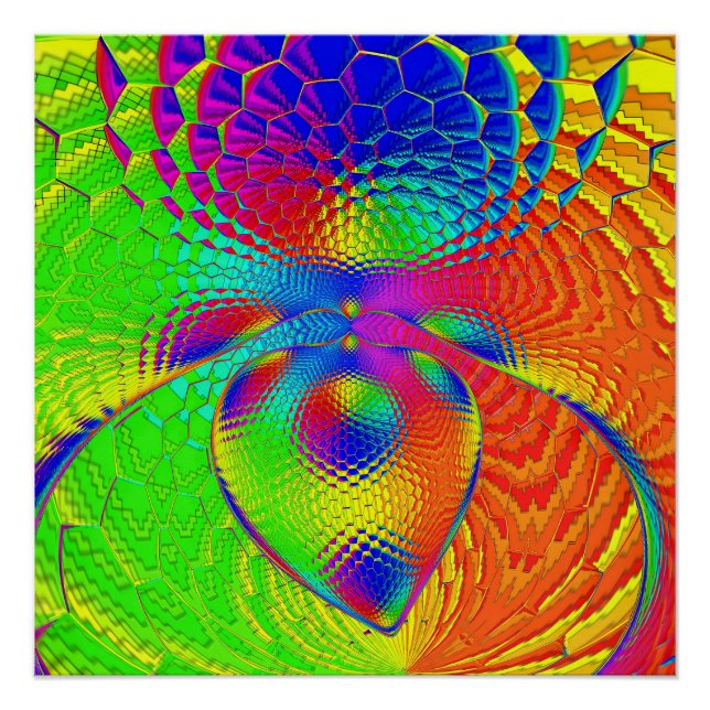 a heart with a psychedelic and colorful style poster (Vorderseite)