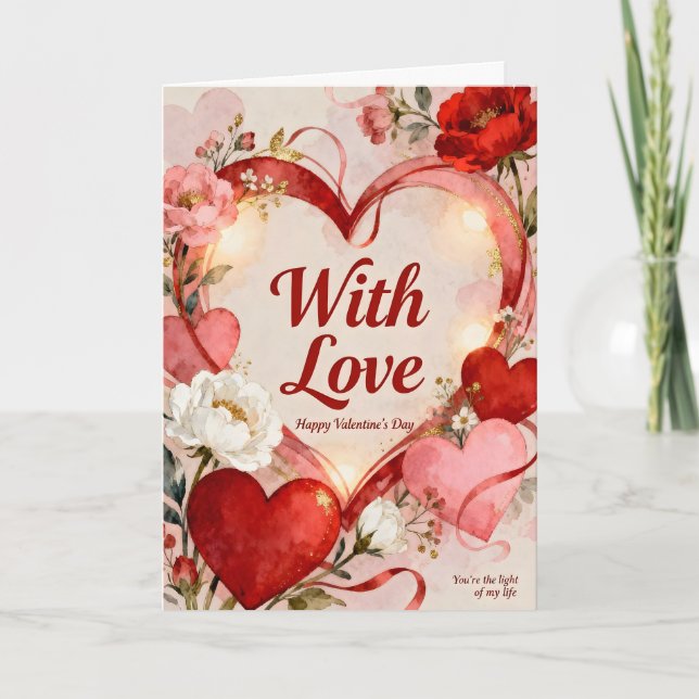 A Heart with Love Valentine Feiertagskarte (Vorderseite)