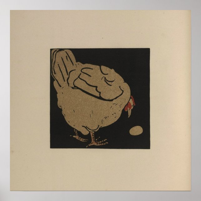 A Hen sieht ihr Ei an Poster (Vorne)