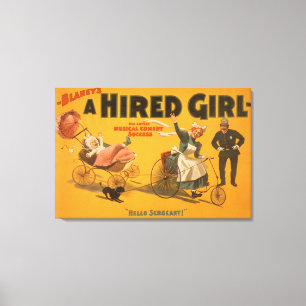 "A Hired Girl" Comedy Success Theater Poster Leinwanddruck
