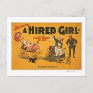 "A Hired Girl" Comedy Success Theater Poster Postkarte