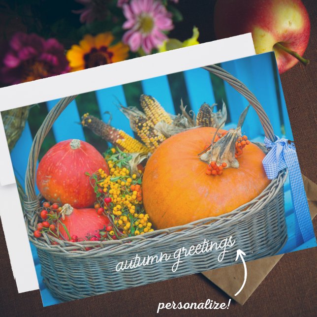 A holiday basket with pumpkins Greeting Card (Von Creator hochgeladen)