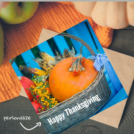 A holiday basket with pumpkins Holiday Card Feiertagskarte