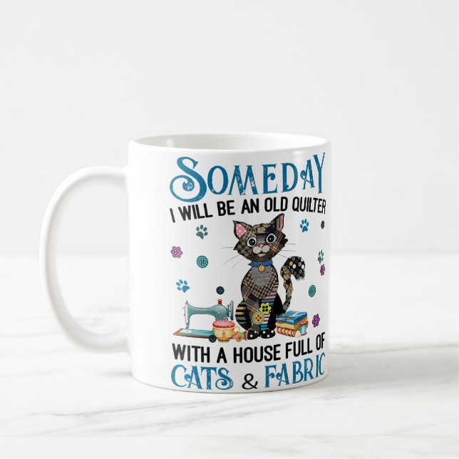A House Full Of Cats And Quilting Fabric Kaffeetasse (Links)