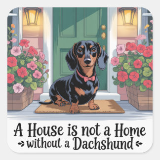 A House Is Not A Home Without A Dachshund Quadratischer Aufkleber