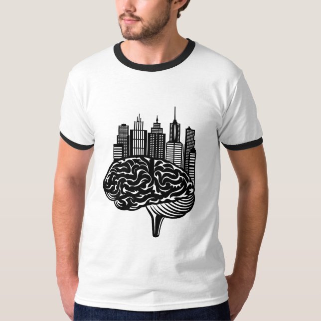A Human Brain Transforming into a Futuristic City T-Shirt (Vorderseite)
