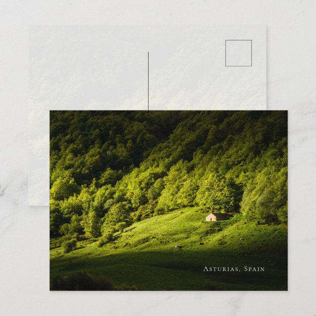 A hut in the valley, Asturias travel Postkarte (Vorne/Hinten)