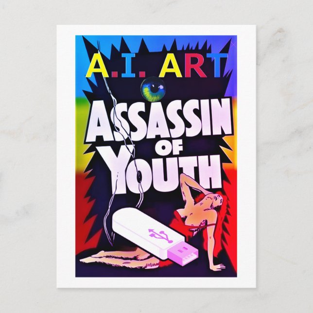 A.I.-Kunst - Attentäter der Jugend Postkarte (Vorderseite)