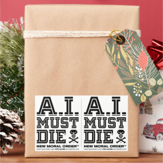 A.I. Must Die™ Logo (College-Schriftart) Aufkleber