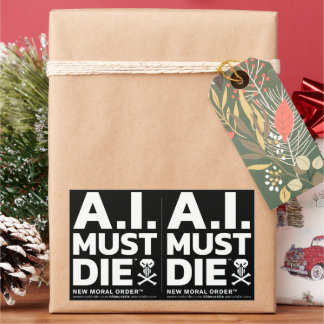 A.I. Must Die™ Logo (Weiße Schrift) Aufkleber