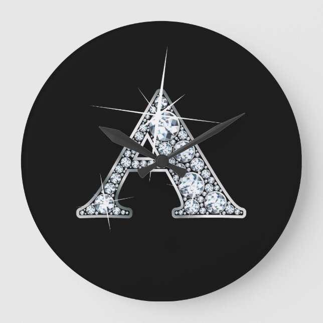 A Imitate-"Diamond"-Monogramm Große Wanduhr (Vorderseite)