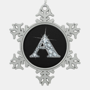A Imitate-"Diamond"-Monogramm Schneeflocken Zinn-Ornament