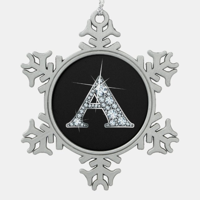 A Imitate-"Diamond"-Monogramm Schneeflocken Zinn-Ornament (Vorderseite)
