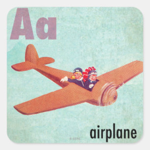 A is for Airplane Quadratischer Aufkleber