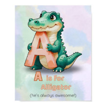A is for Alligator - Alphabet Kinderzimmer Poster