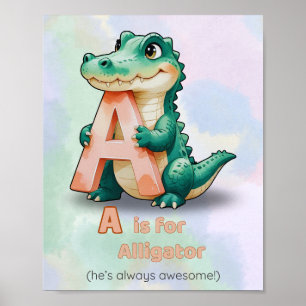 A is for Alligator - Alphabet Kinderzimmer Poster