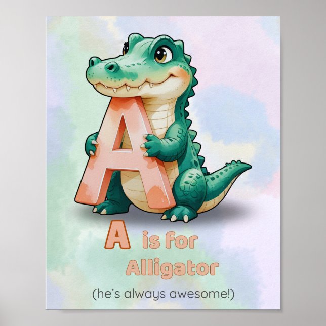 A is for Alligator - Alphabet Kinderzimmer Poster (Vorne)