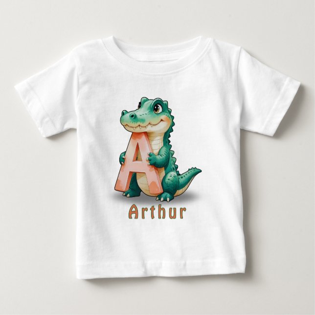 A is for Alligator – Custom Baby T-Shirt with Name (Vorderseite)
