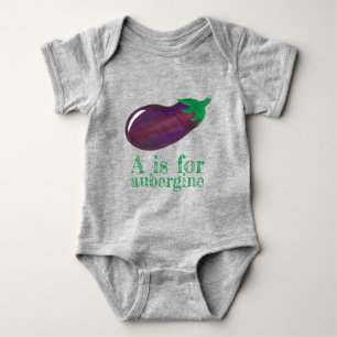 A is for Eggplant Eggplant Vegematerial ABCs Baby Strampler