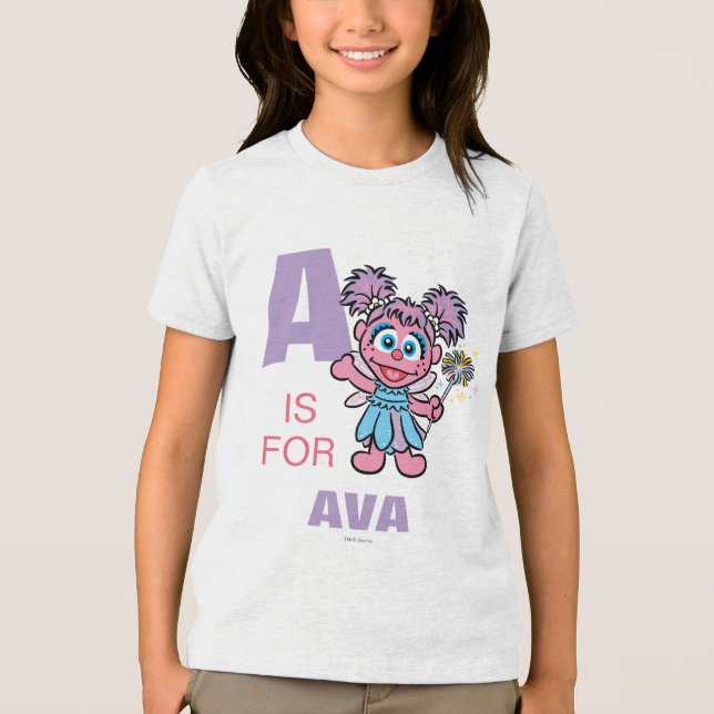 A ist für Abby Cadabby Personalisiert Tri-Blend Shirt (Vorderseite)