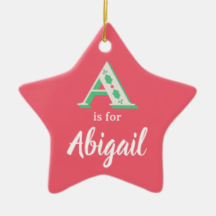 A ist für Abigail Weihnachtsbaumschmuck Benutzerde Keramik Ornament