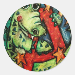 A ist für Alligator Runder Aufkleber