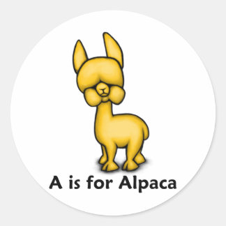 A ist für Alpaca Runder Aufkleber