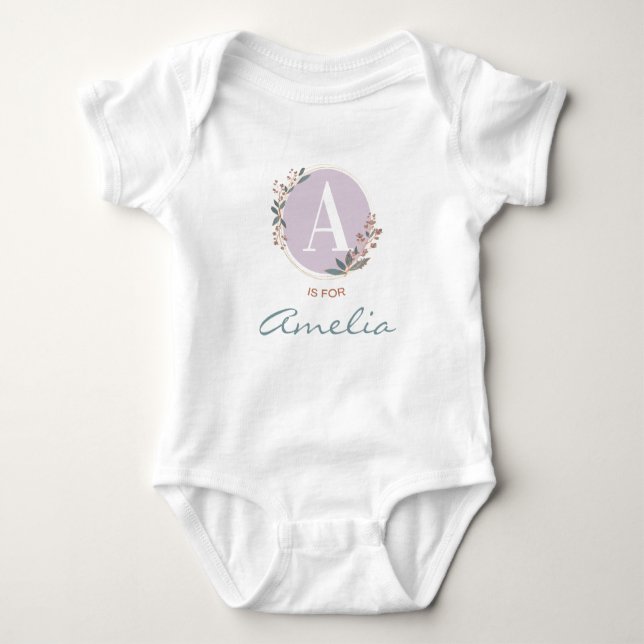 A ist für Amelia (oder Individuelle Name) Baby Gir Strampler (Vorderseite)