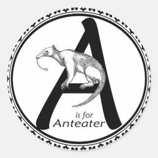 A ist für Anteater Runder Aufkleber