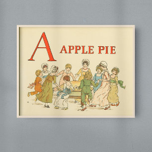 A ist für Apfelkuchen Vintage restauriert Kinder Poster