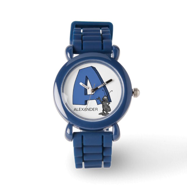 A ist für ___ individuelle Name Kid's Armbanduhr (Vorderseite)