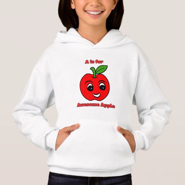 A ist für Phantastisches Apple Kids Alphabet Desig Hoodie (Vorderseite)