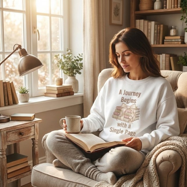 A Journey Begins with a Single Page: Book Lover Sweatshirt (Von Creator hochgeladen)