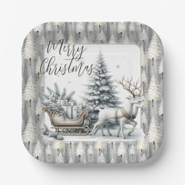 A Journey Through Winter Pines Pappteller (Vorderseite)