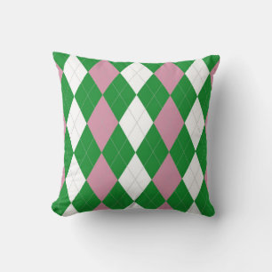 A.K. A Pink & Green Raute Throw Kissen